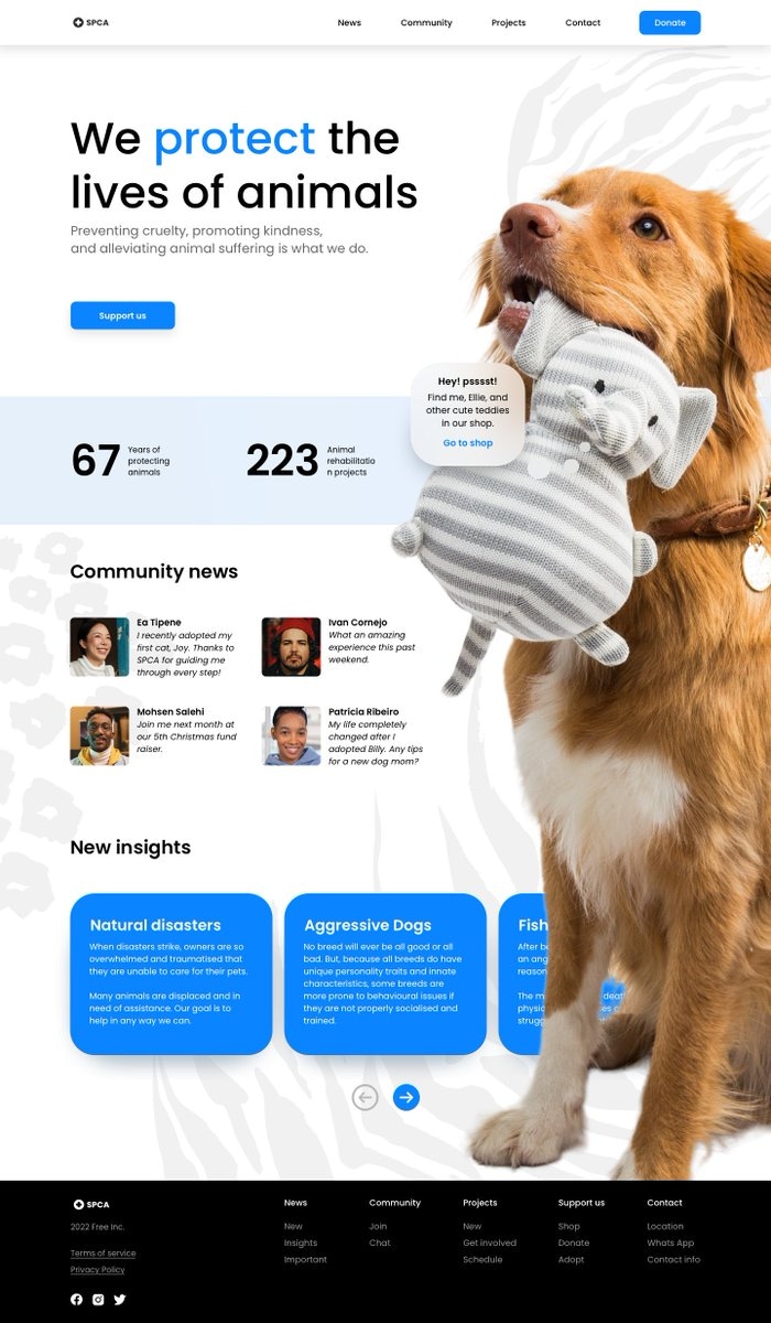 A landing page design for a pet insurance company.