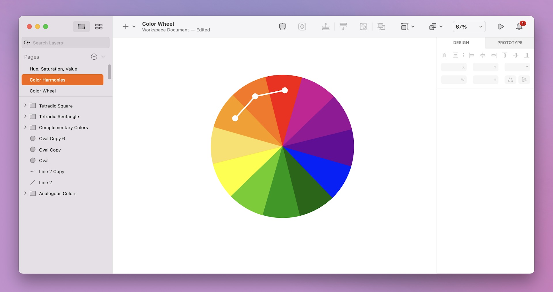 An image representing an analogous color harmony on the color wheel.