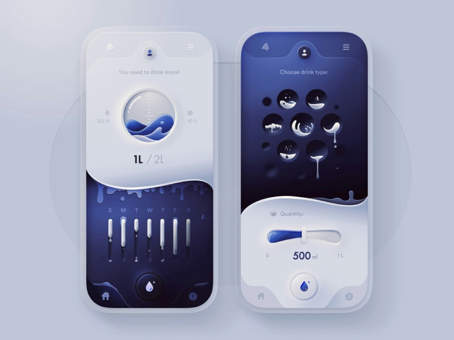 A hydration app design made by Andrei Simion