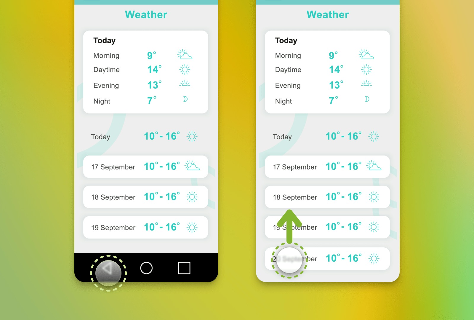 Screenshot of Android app examples