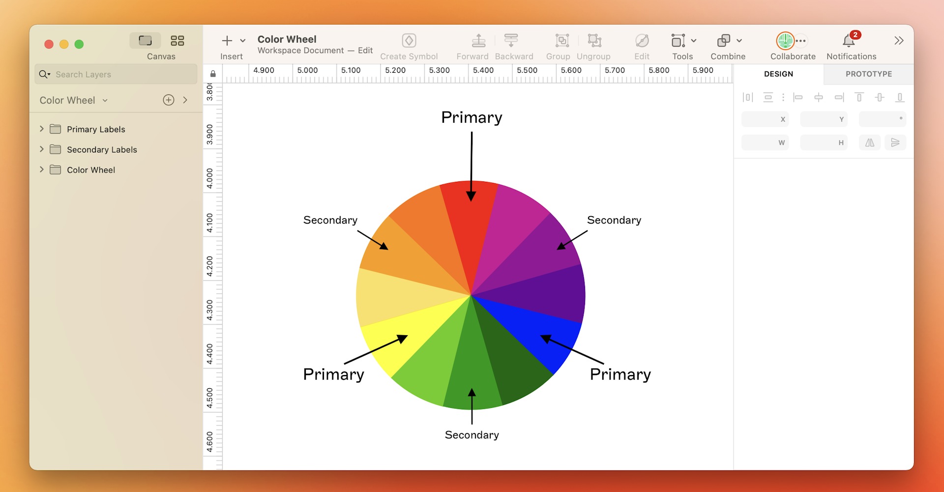 An image showing primary and secondary colors on the color wheel.