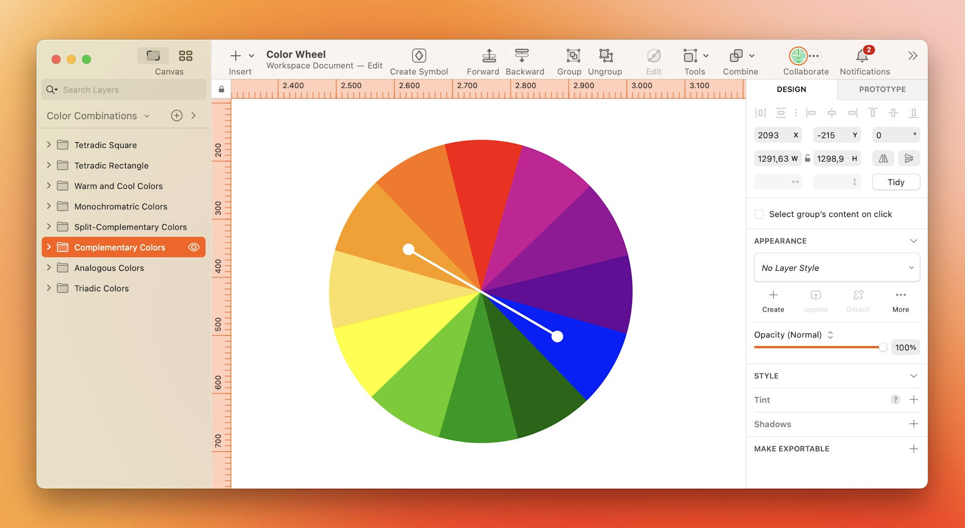 An image showing complementary colors on the color wheel.