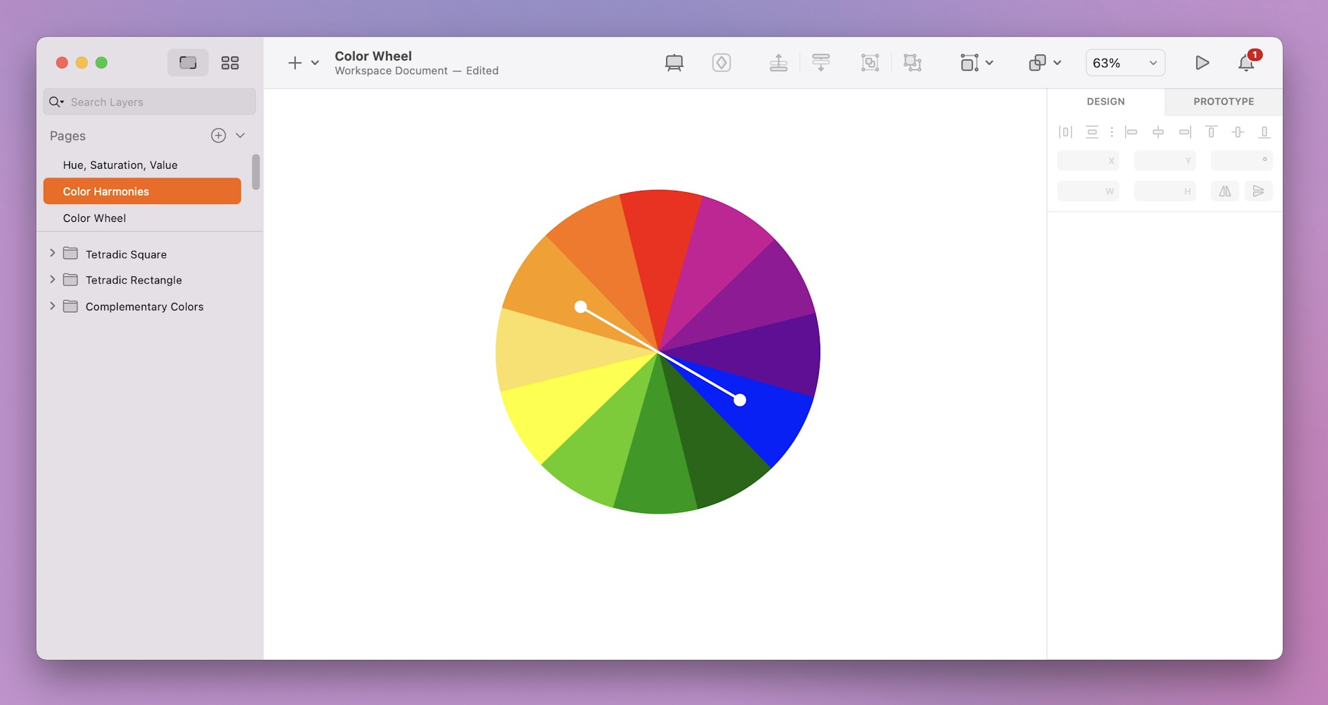 An image representing a complementary color harmony on the color wheel.