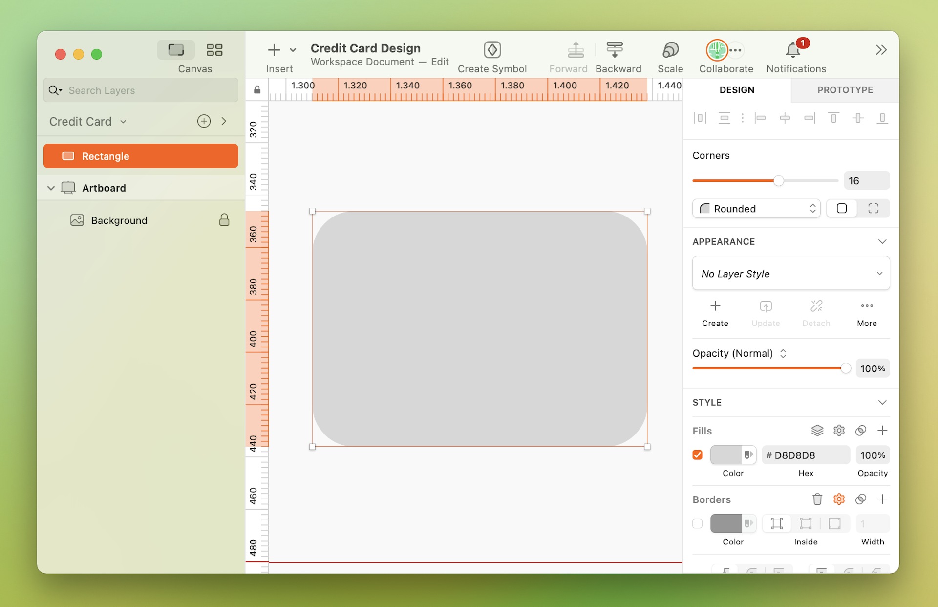 An image of a credit card chip being designed in Sketch.