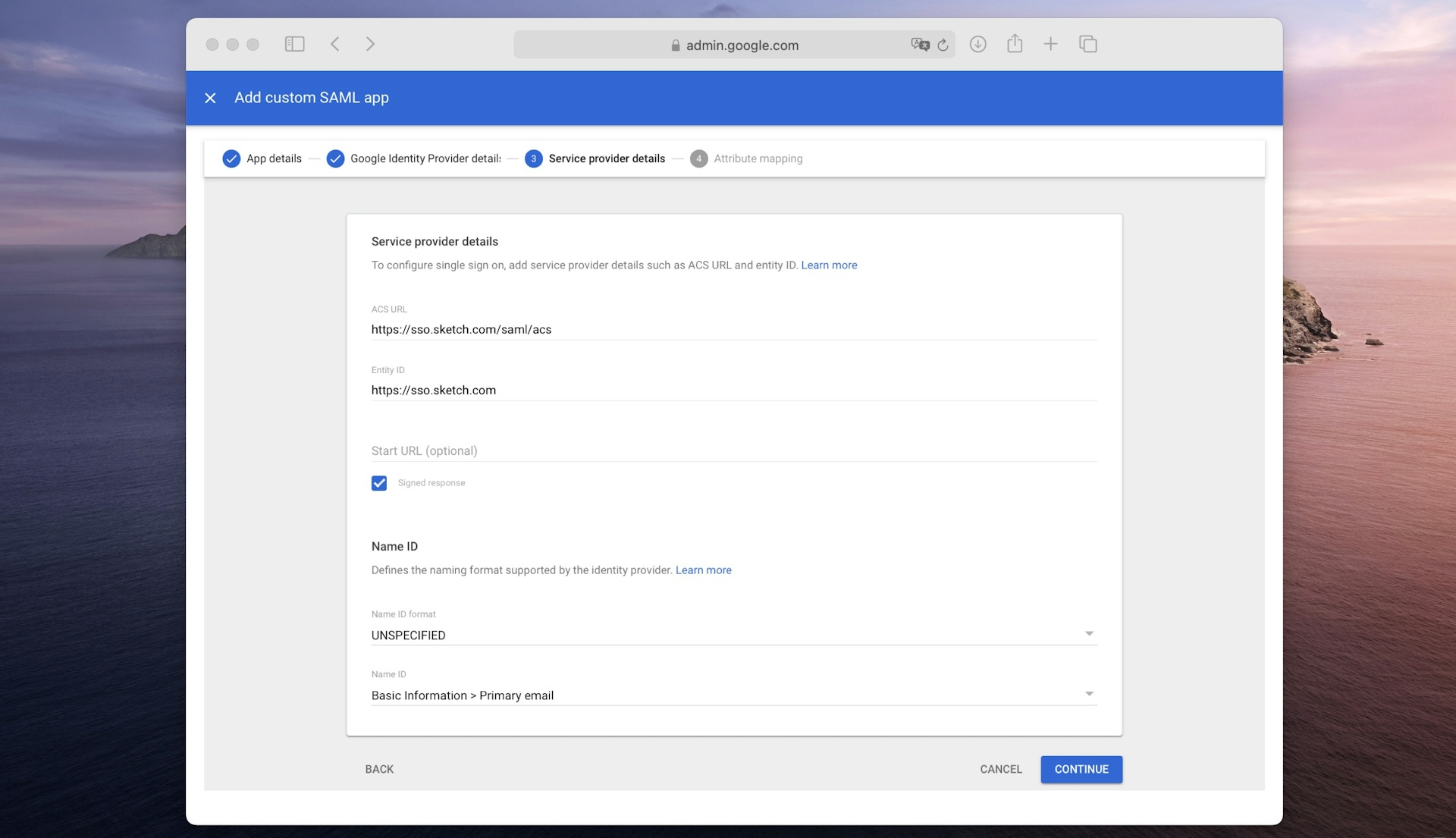 An image showing where to include the service provider details