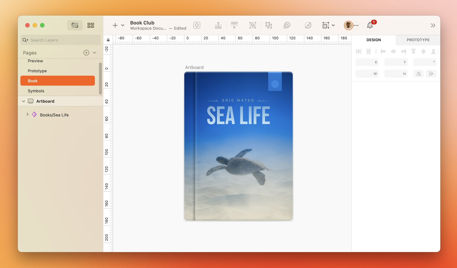 An image of a book cover designed in Sketch.