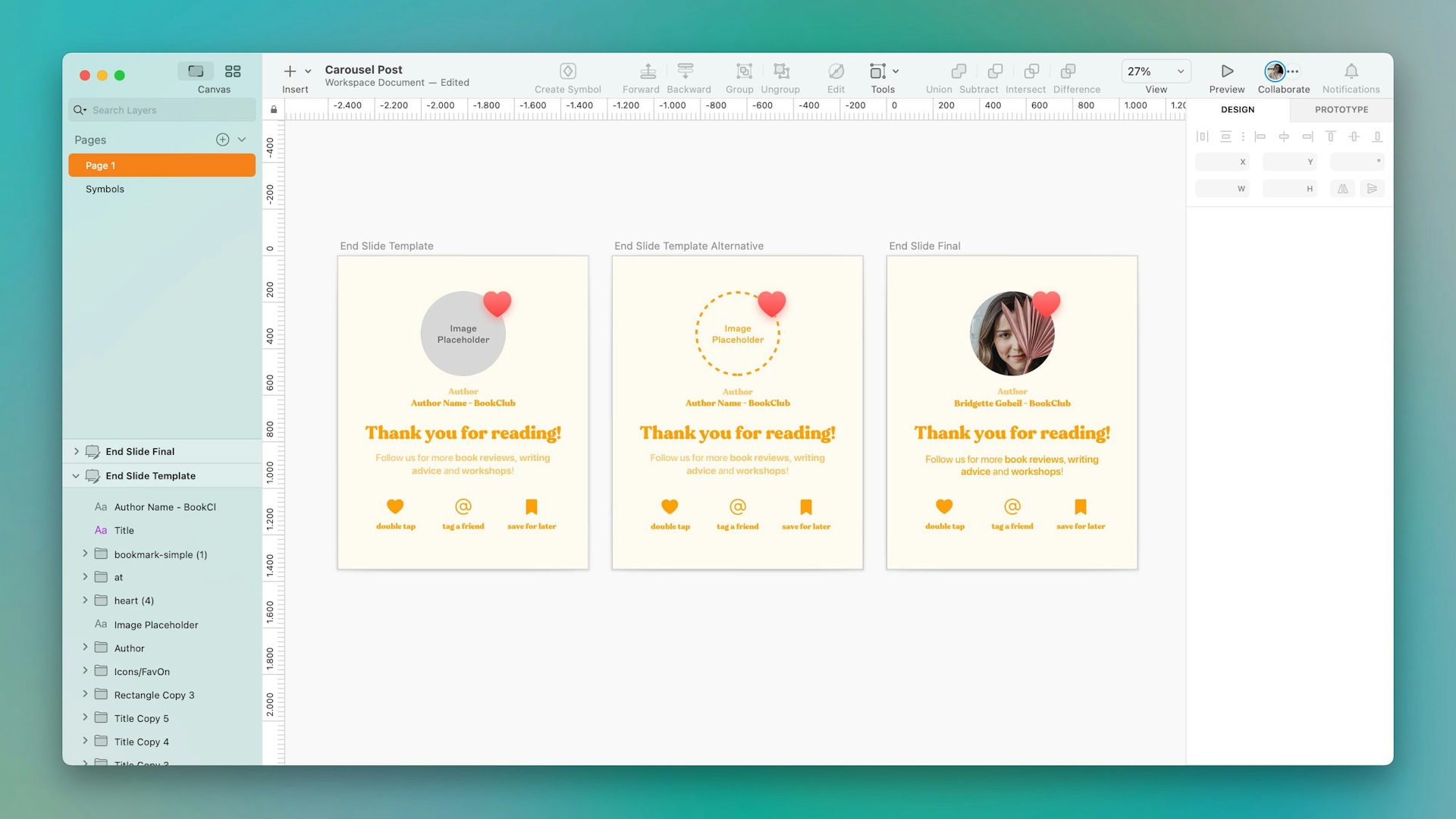 Screenshot of Instagram carousel templates made in Sketch