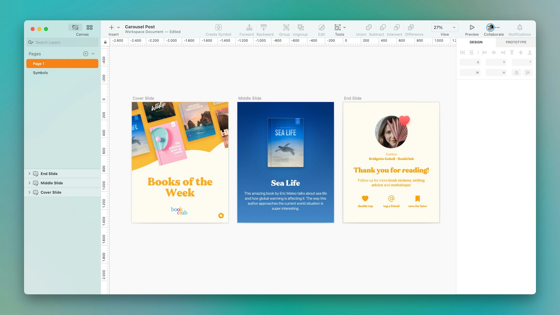 Screenshot of Instagram carousel templates made in Sketch