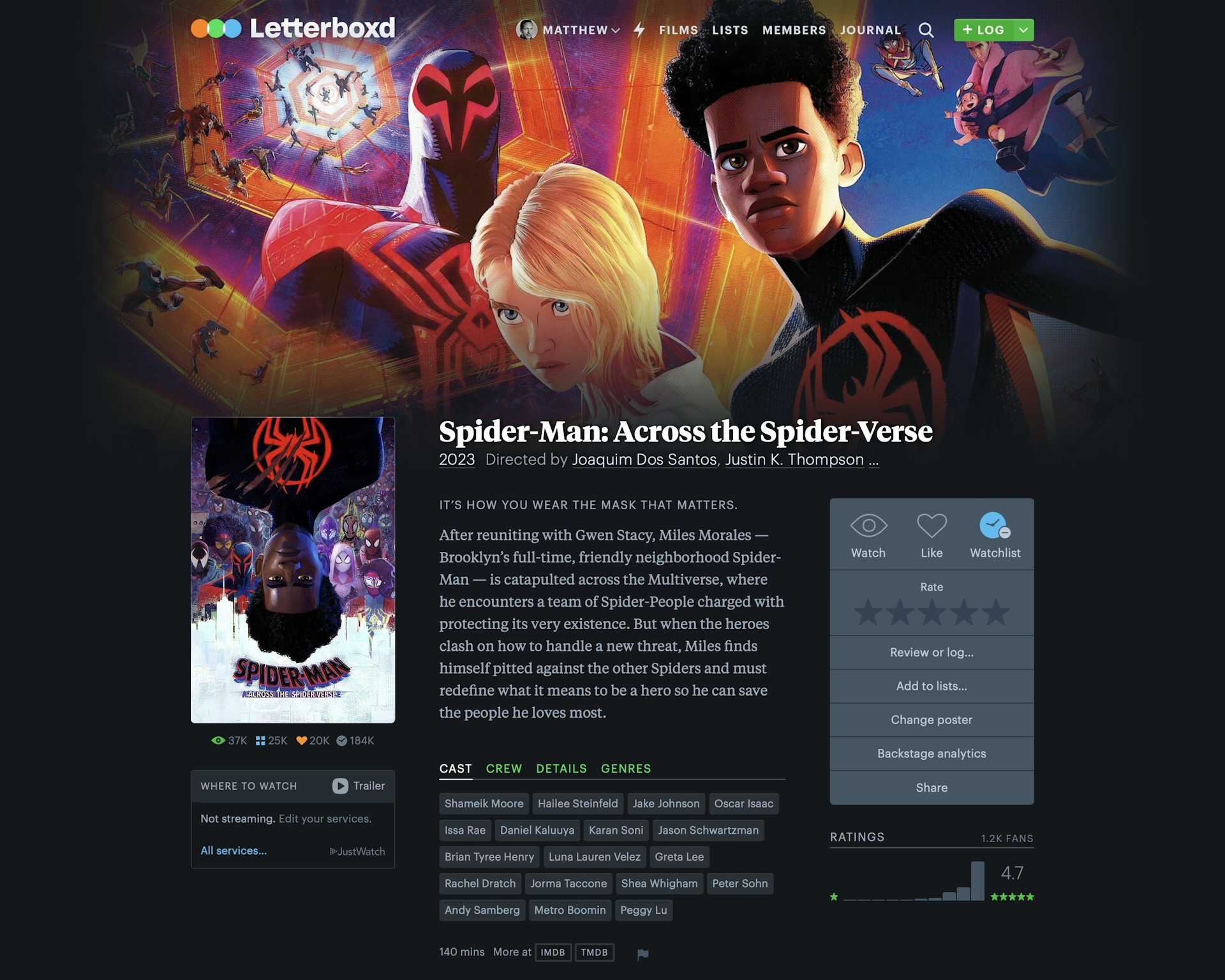 Screenshot of Letterboxd film page designed in Sketch