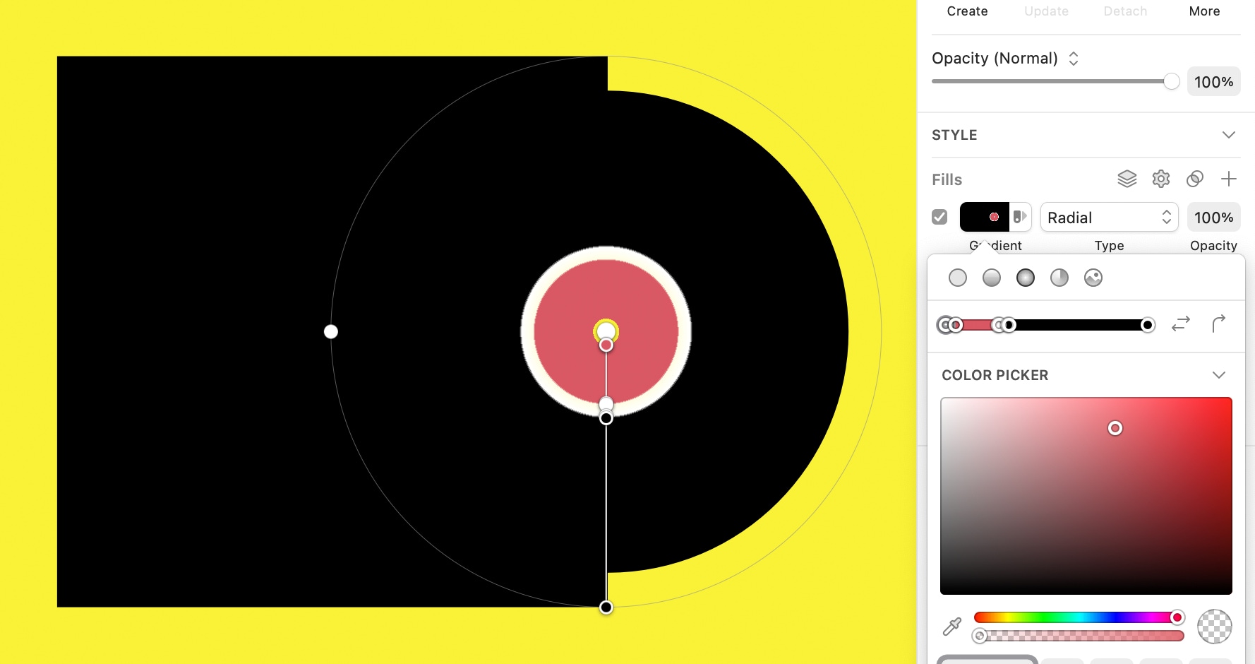 An image showing a shape layer in Sketch that portrays a vinyl record in its sleeve.