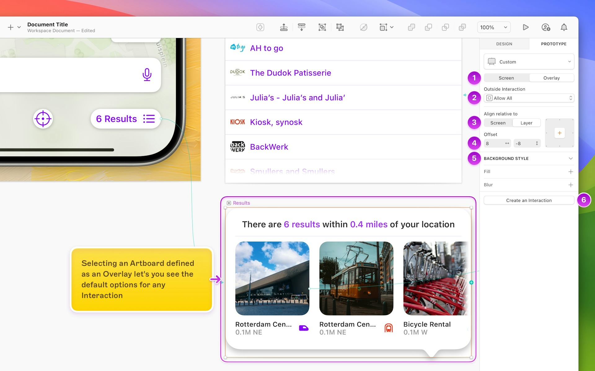 An annotated image showing Overlays settings for prototyping