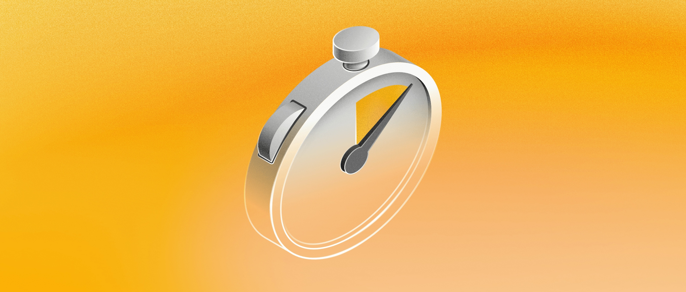 An illustration showing a 3D stopwatch on a yellow background