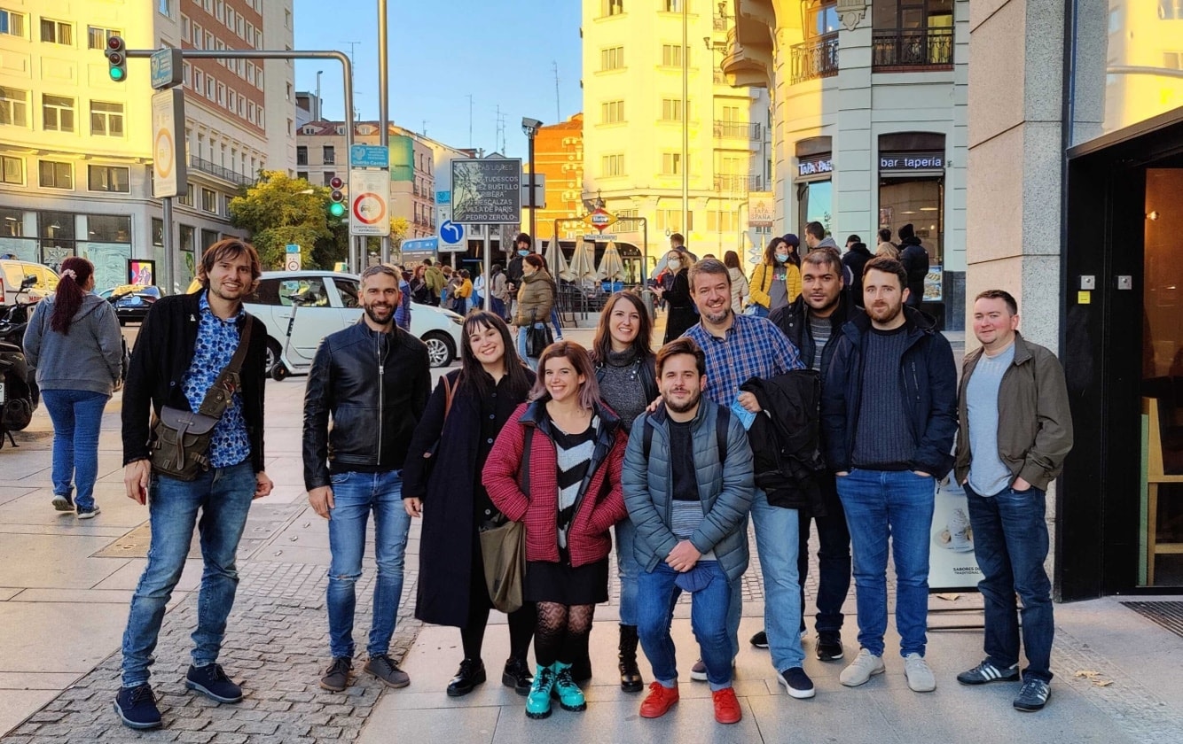 Team memebers in Plaza España, Madrid.