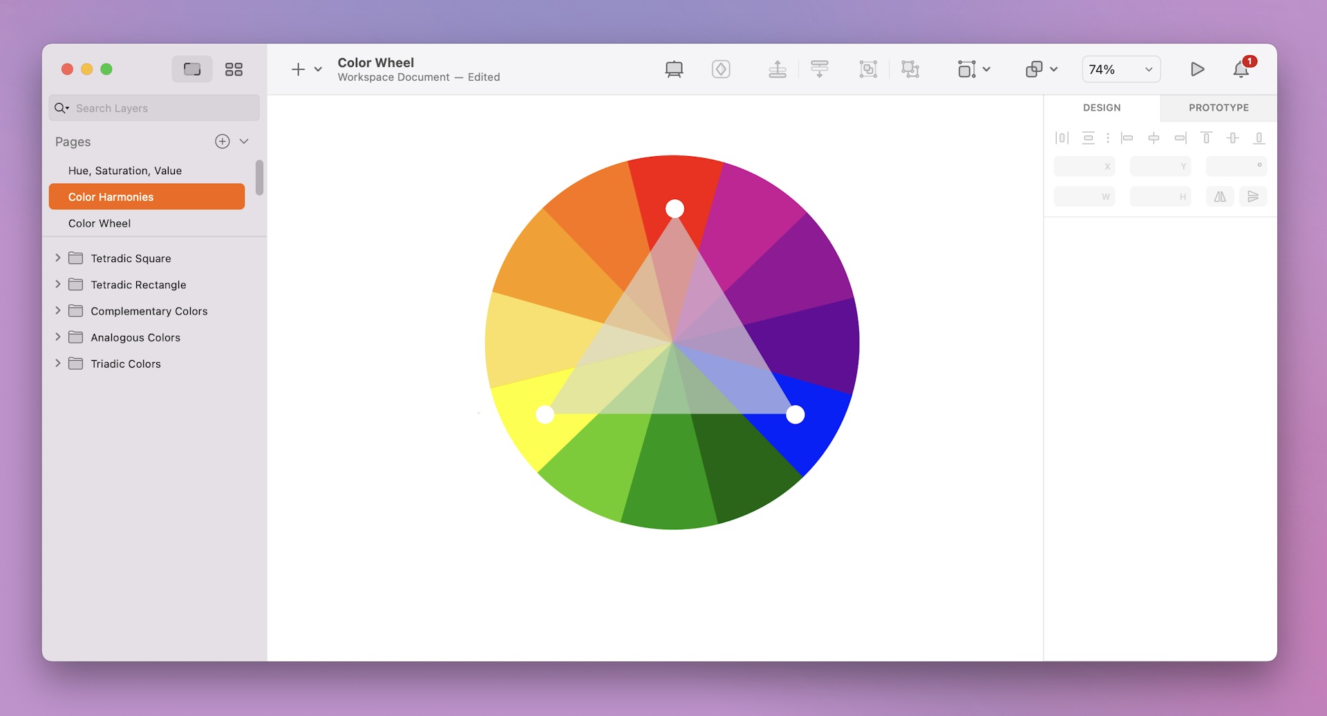 An image representing a triadic color harmony on the color wheel.