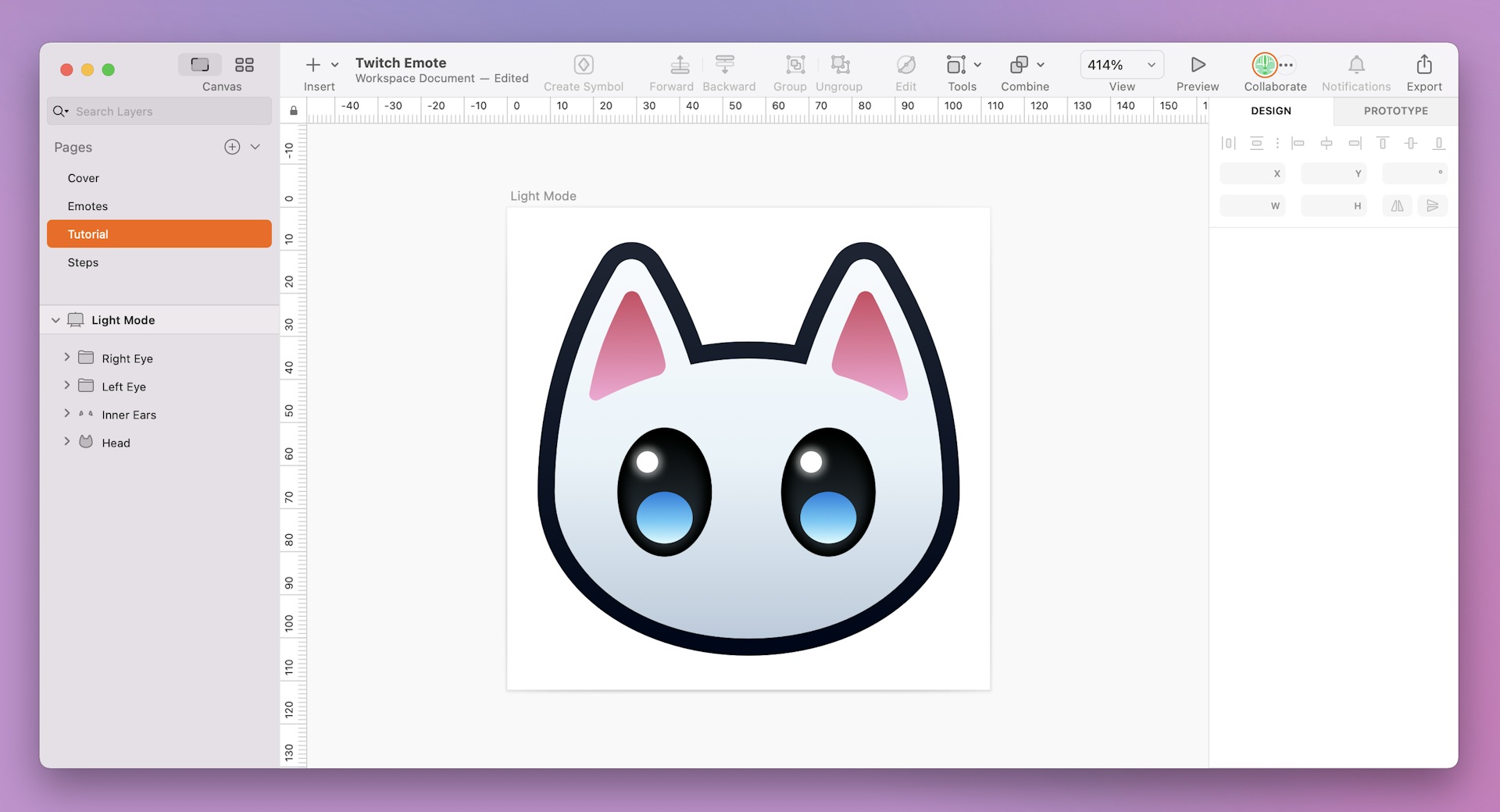 An image showing two cat eyes made with multiple layers in Sketch’s Mac app.