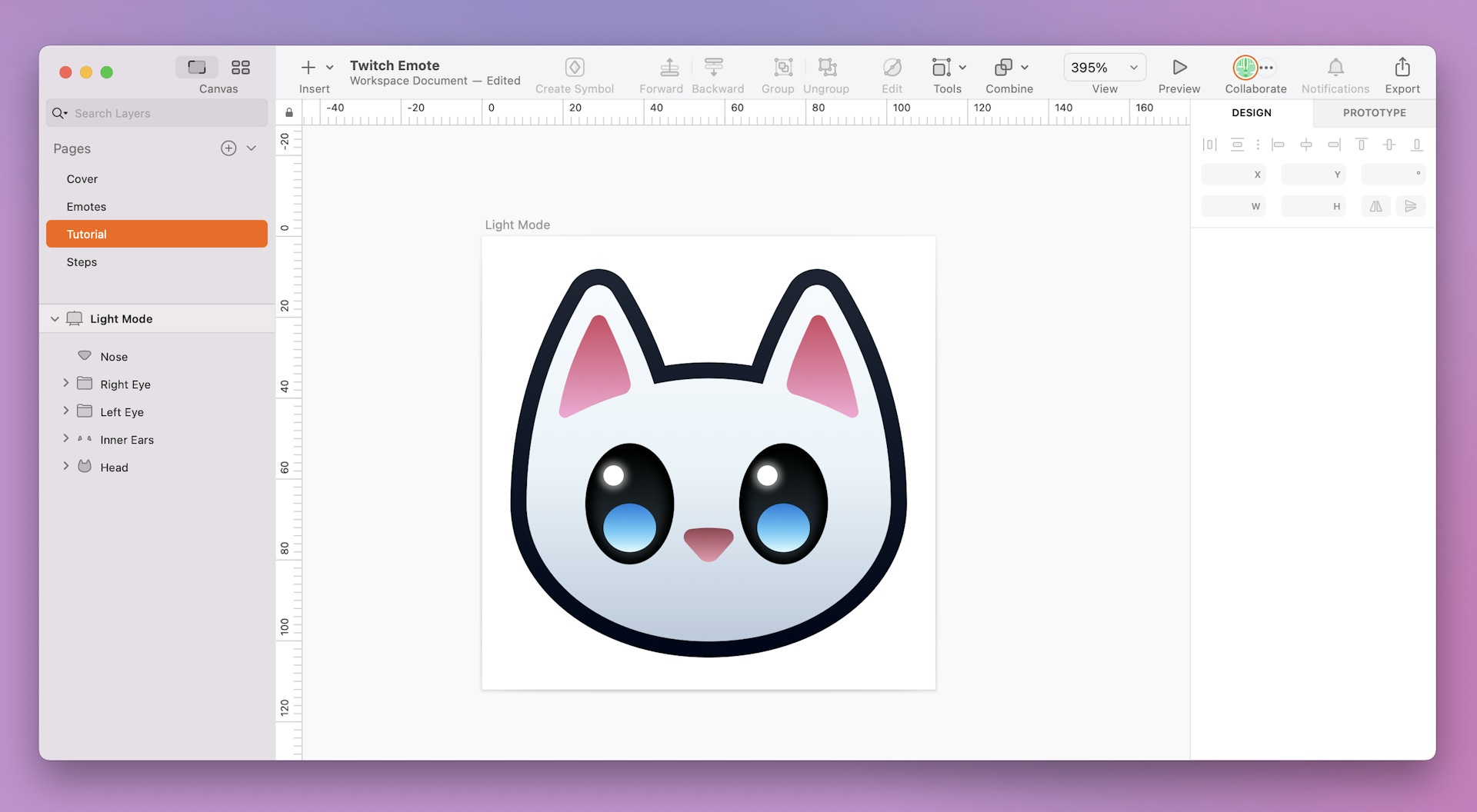 An image showing a cat nose designed in Sketch’s Mac app.