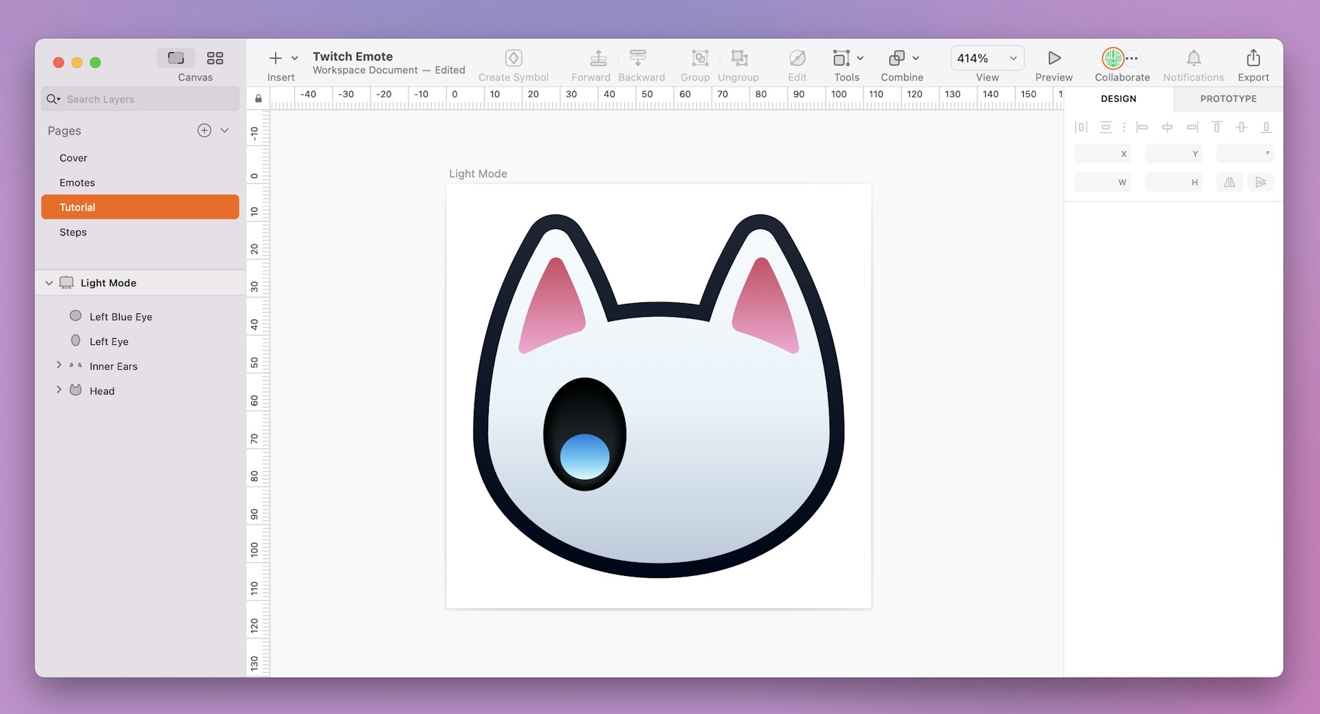 An image showing a cat eye illustrated using multiple layers in Sketch’s Mac app.