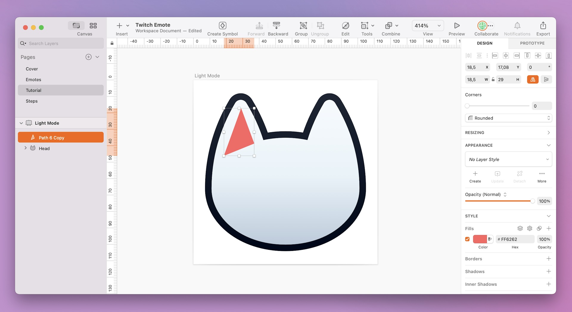 An image showing a triangle created in Sketch’s Mac app.