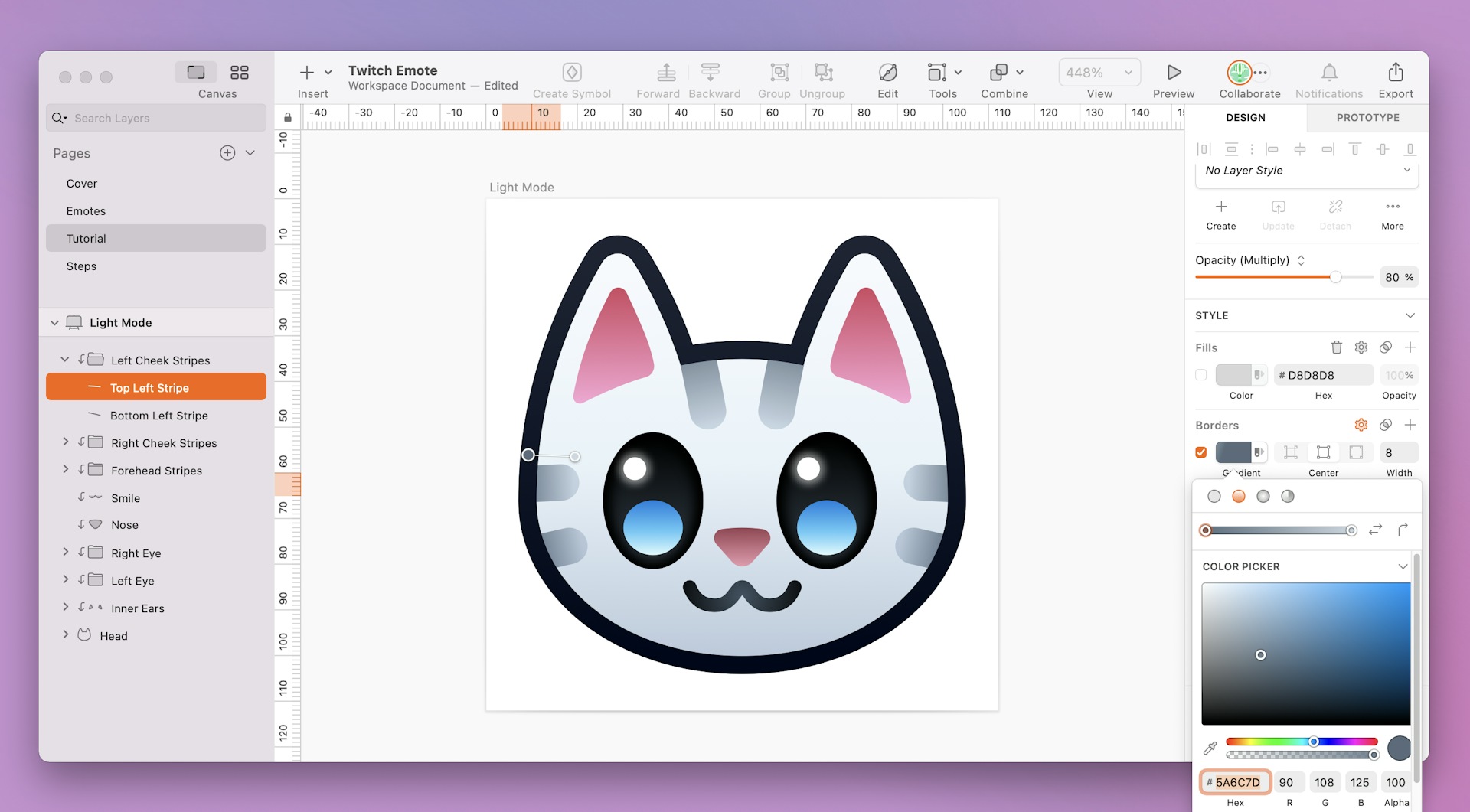 An image showing cat stripes illustrated in Sketch’s Mac app.