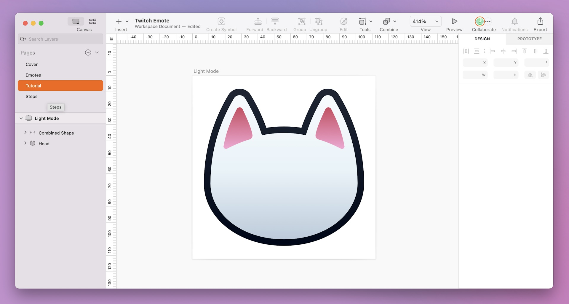 An image showing two cat ears made from triangles in Sketch’s Mac app.