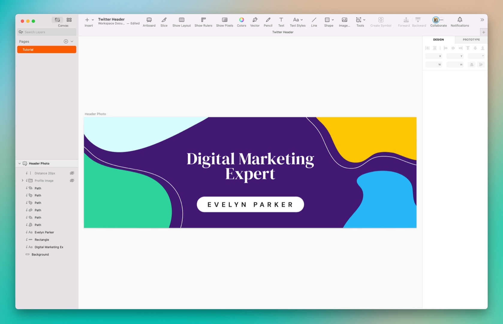 An image showing a Twitter header design for a digital marketing expert.