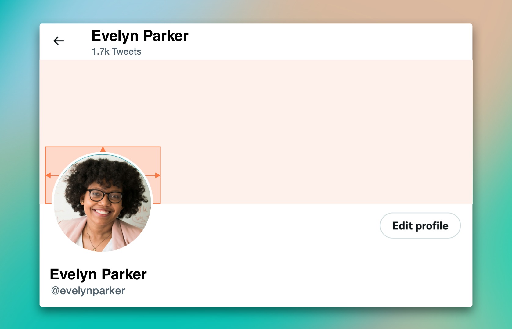 An image showing how much space a profile picture takes up in a Twitter header image.