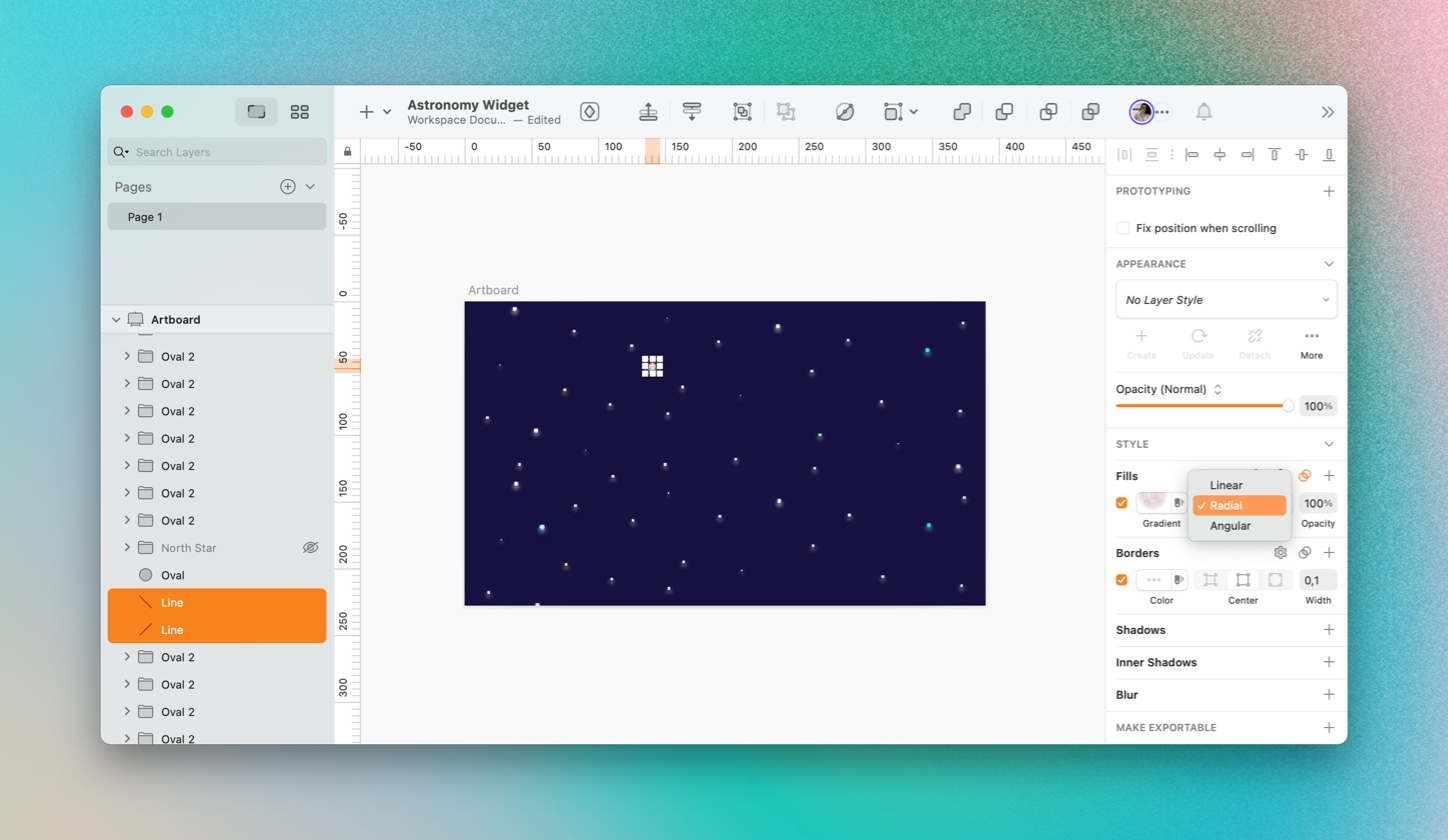 Image showing how to add a radial gradient in Sketch