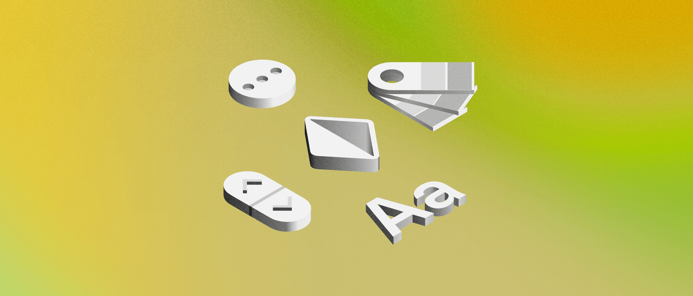 An illustration showing different isometric icons on a green background