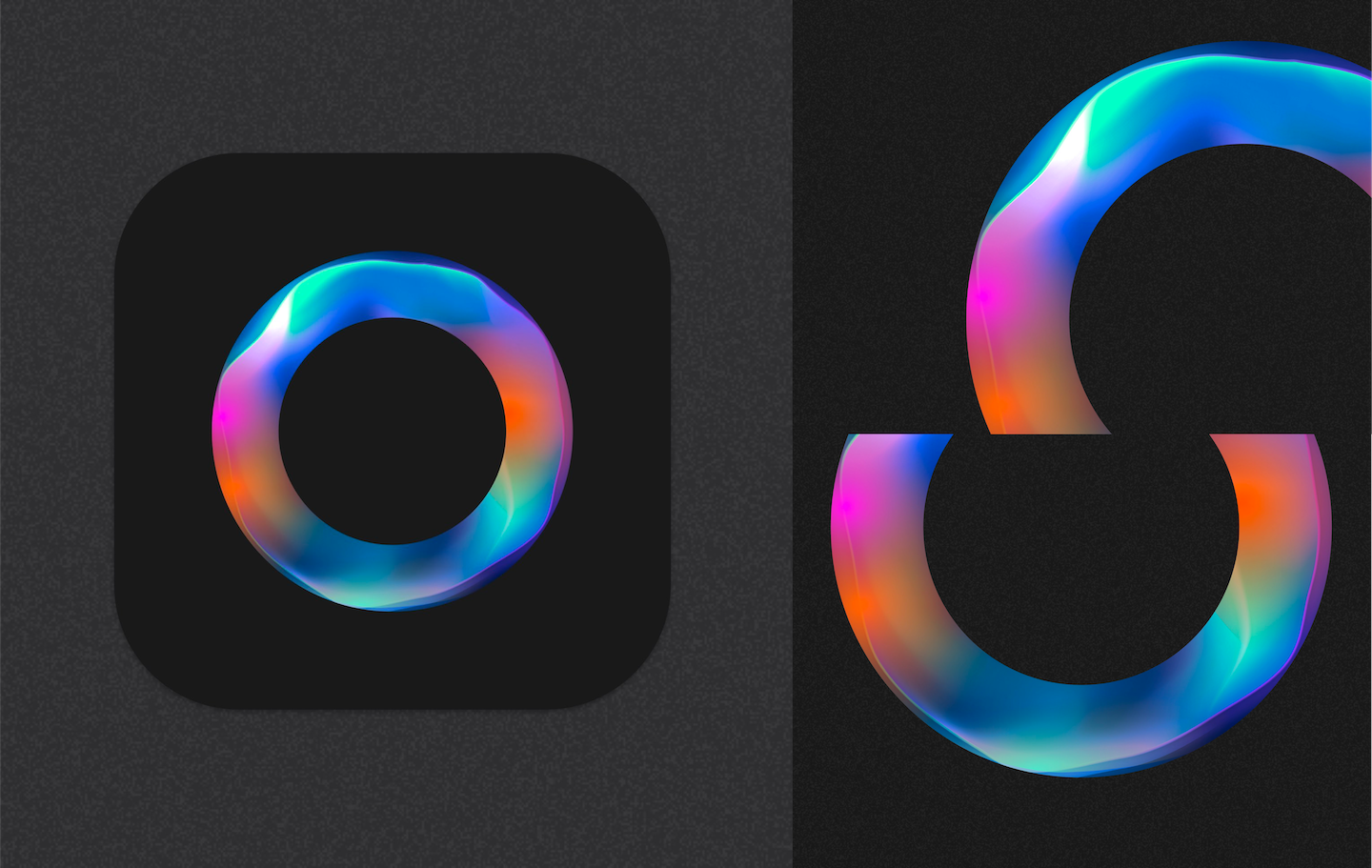 An icon design showing a multicolored ring with waves of color inside.