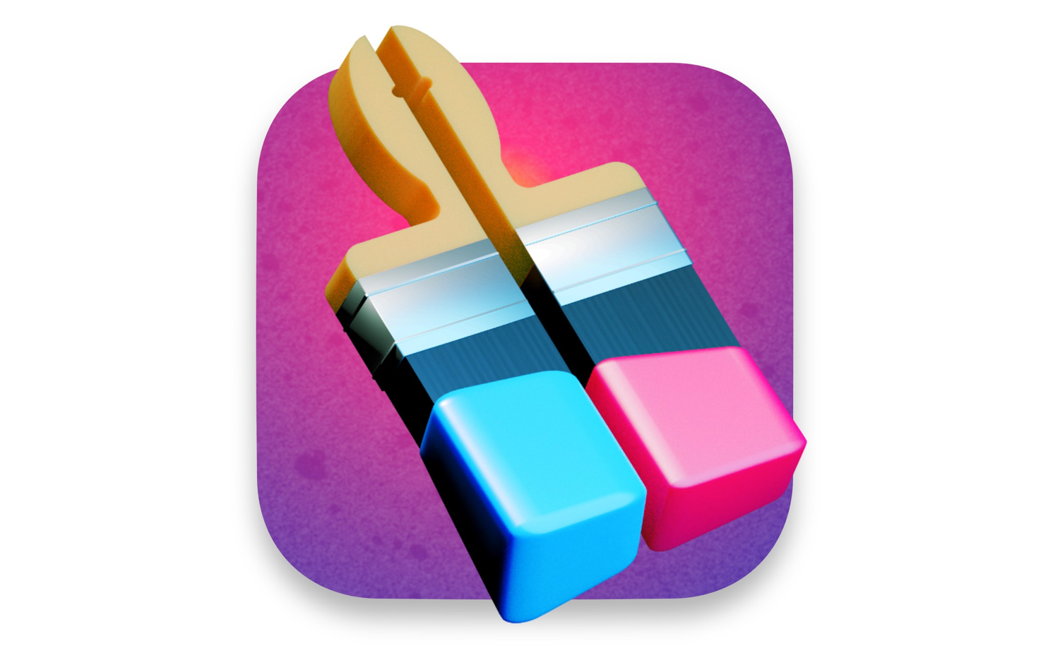 An icon design showing two isometric paint brushes.