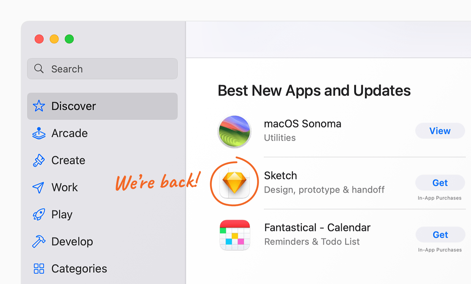 A screenshot showing the Sketch icon in the Mac App Store.