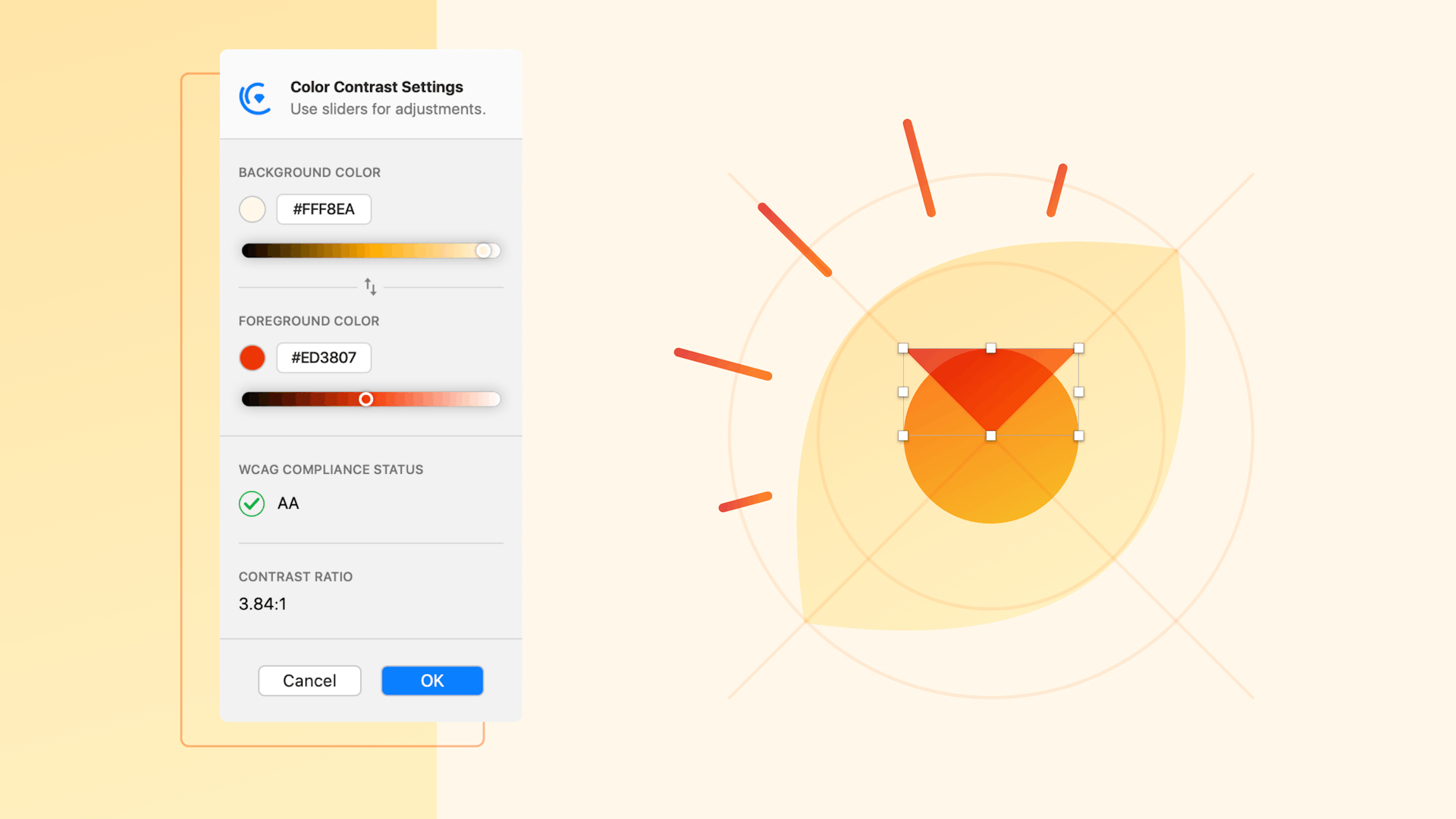 Using Cluse to test whether an image is AA accessible in Sketch.