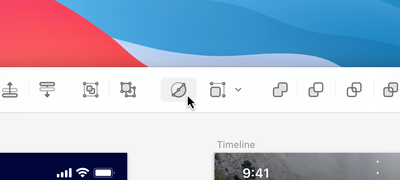 A close-up image of the new toolbar in Sketch 70.