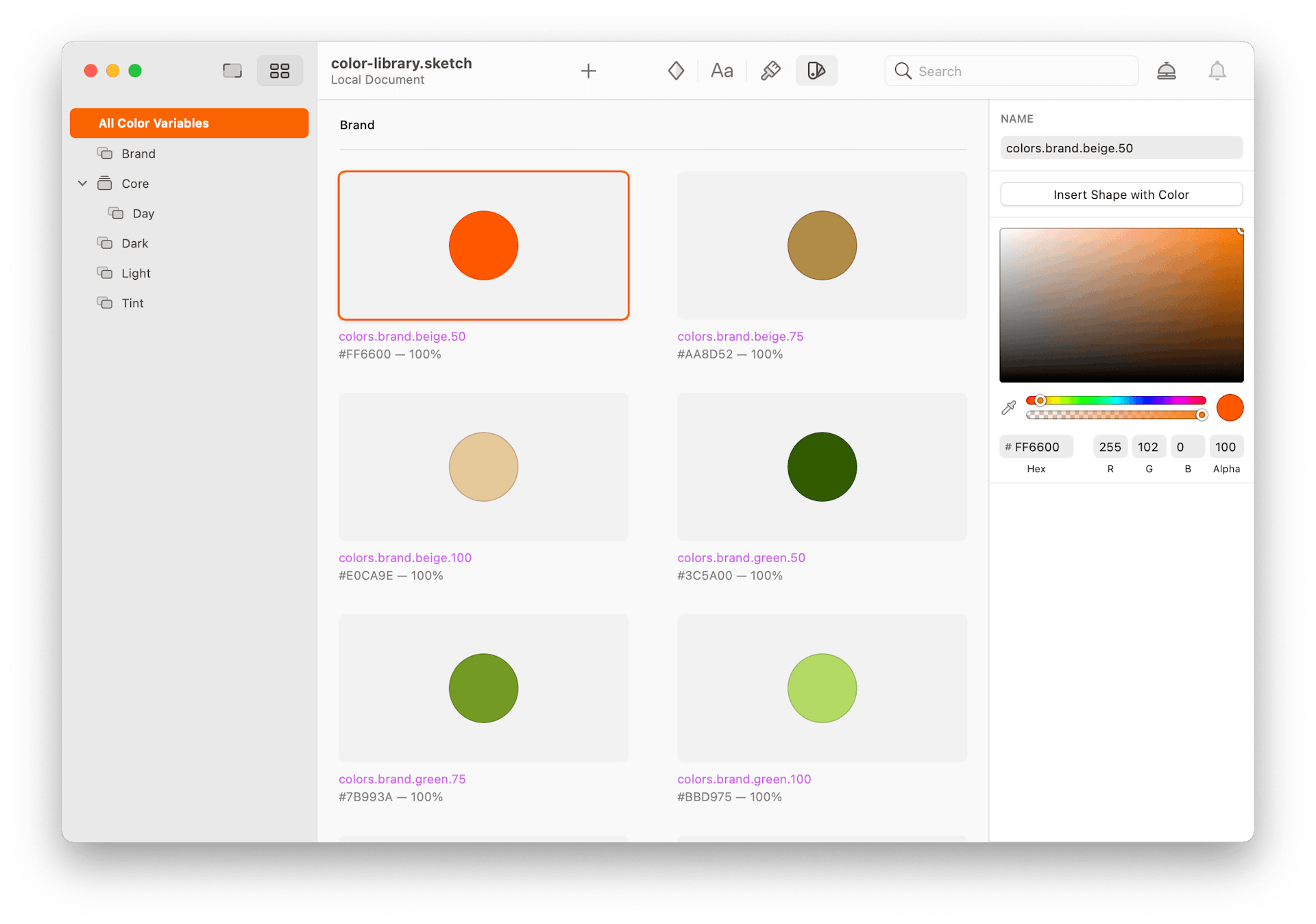 Image showing a Sketch Library with all the new colors.