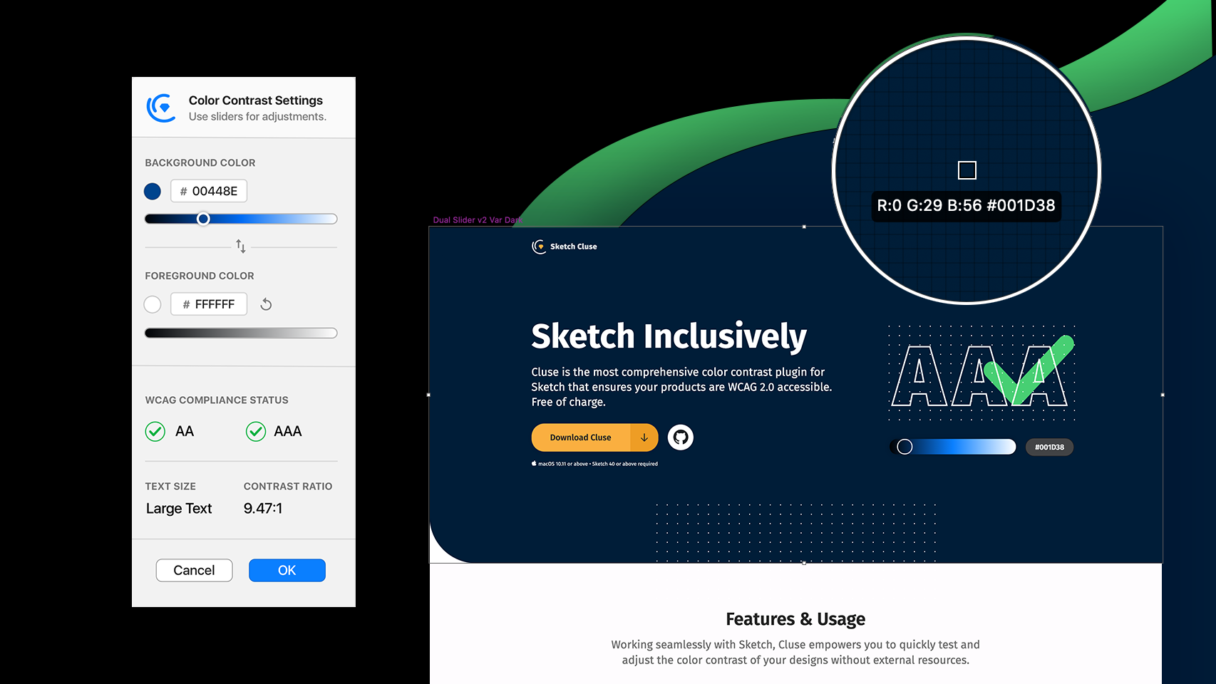 Checking color accessibility with the eyedropper tool.