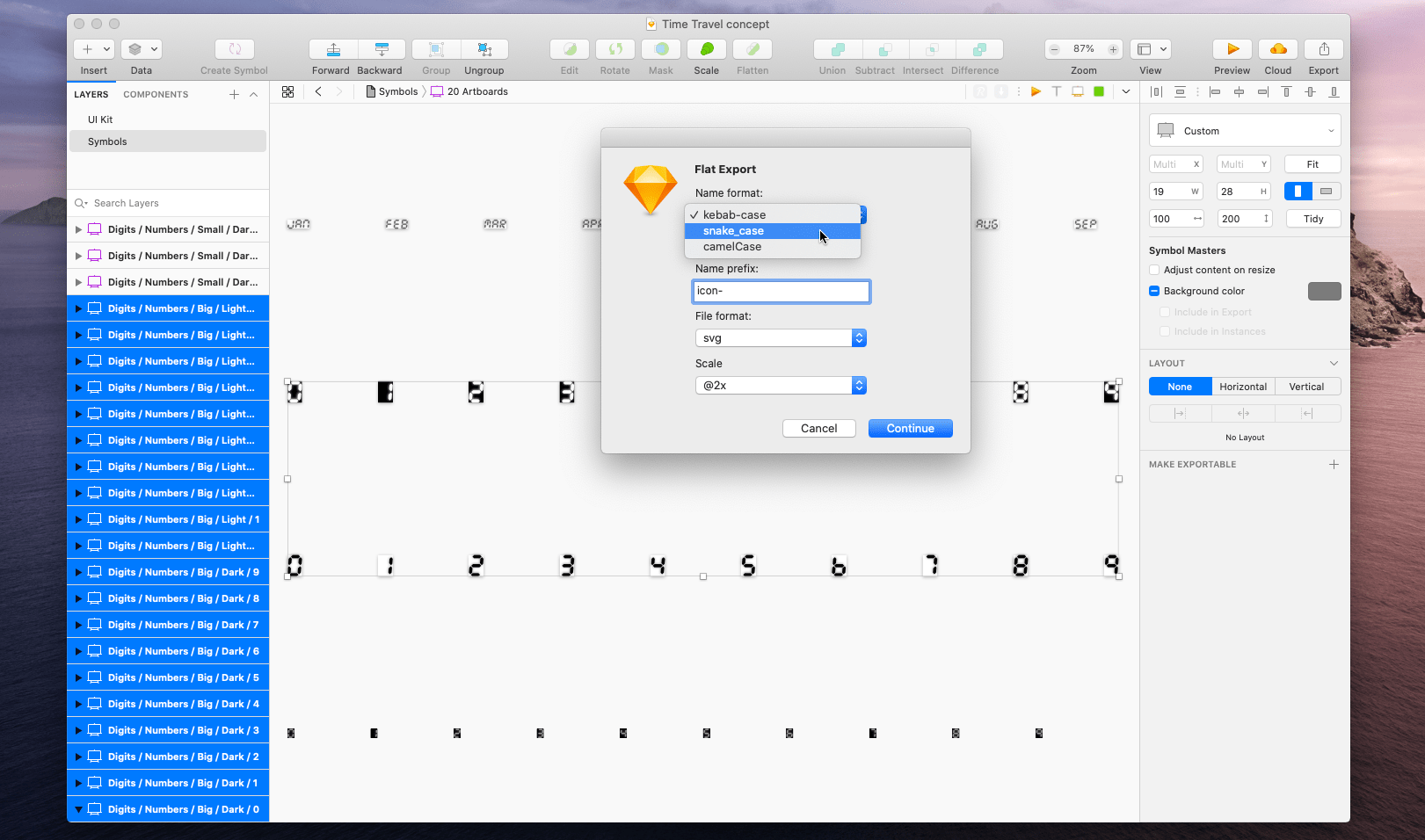 Using Flat Export to export a number of Symbols as individual icons with the correct names