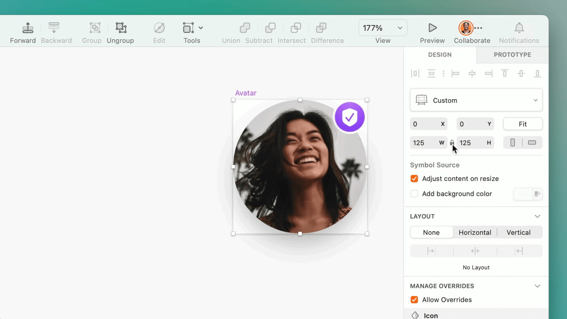 A screenshot showing the new lock option when resizing Artboards in Sketch’s Inspector .