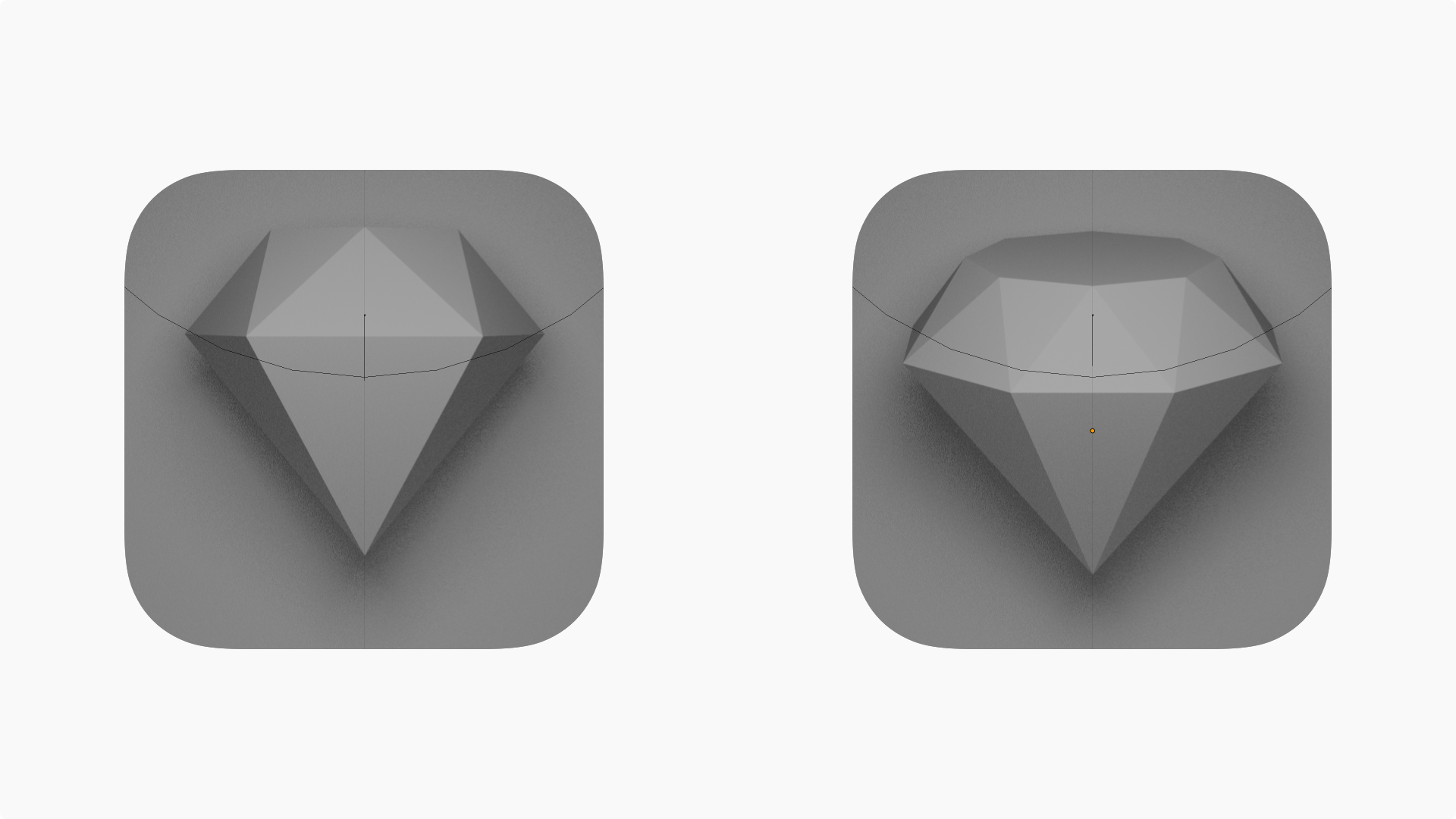 A 3D render of the two diamond shapes that Prekesh worked with during development.