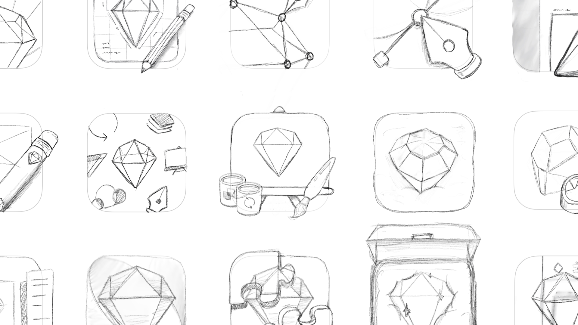 An image showing some of the initial idea sketches that Prekesh created.