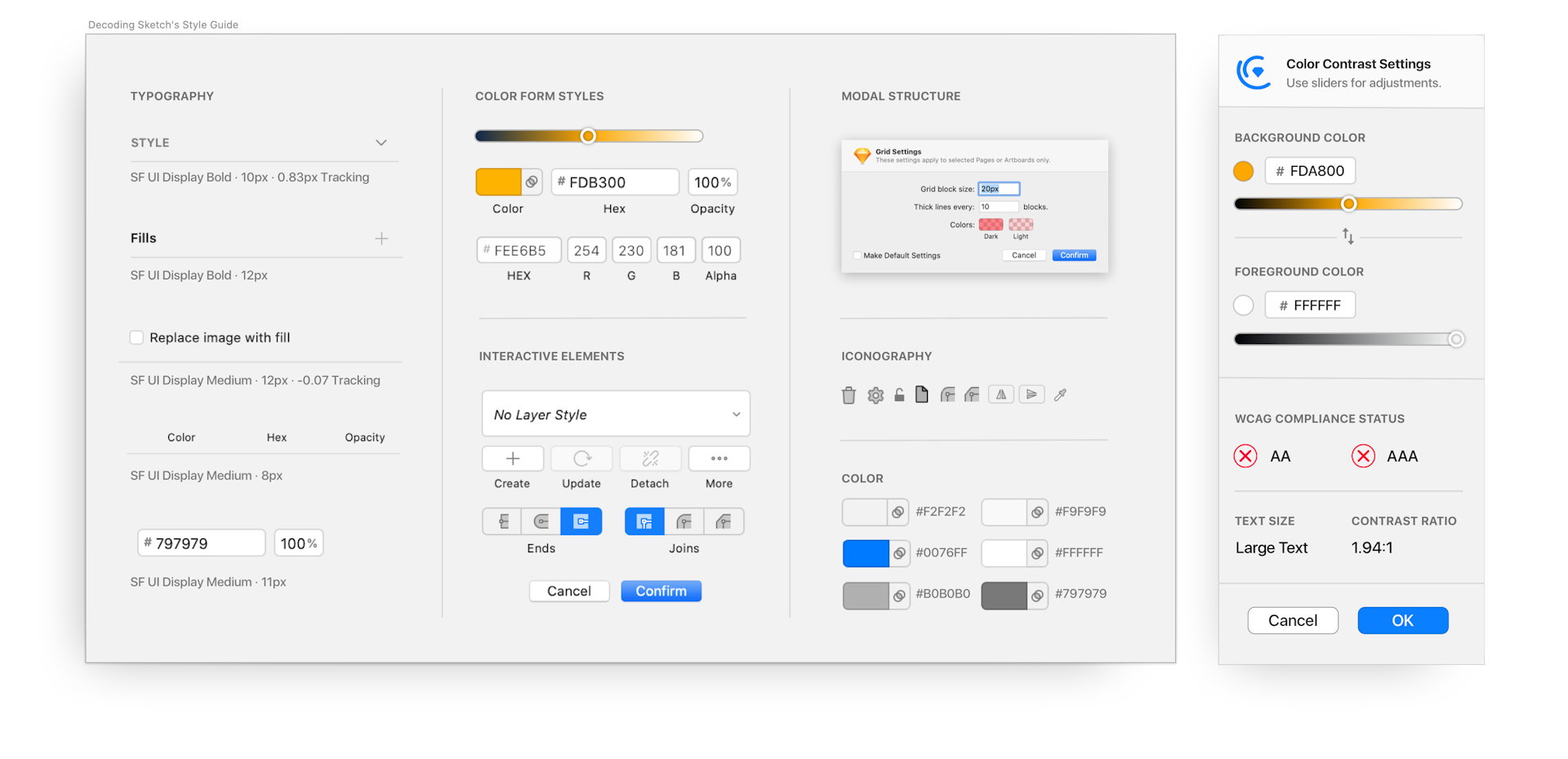 Yanas mock style guide for Sketch helped her create a plugin that felt like part of Sketch.