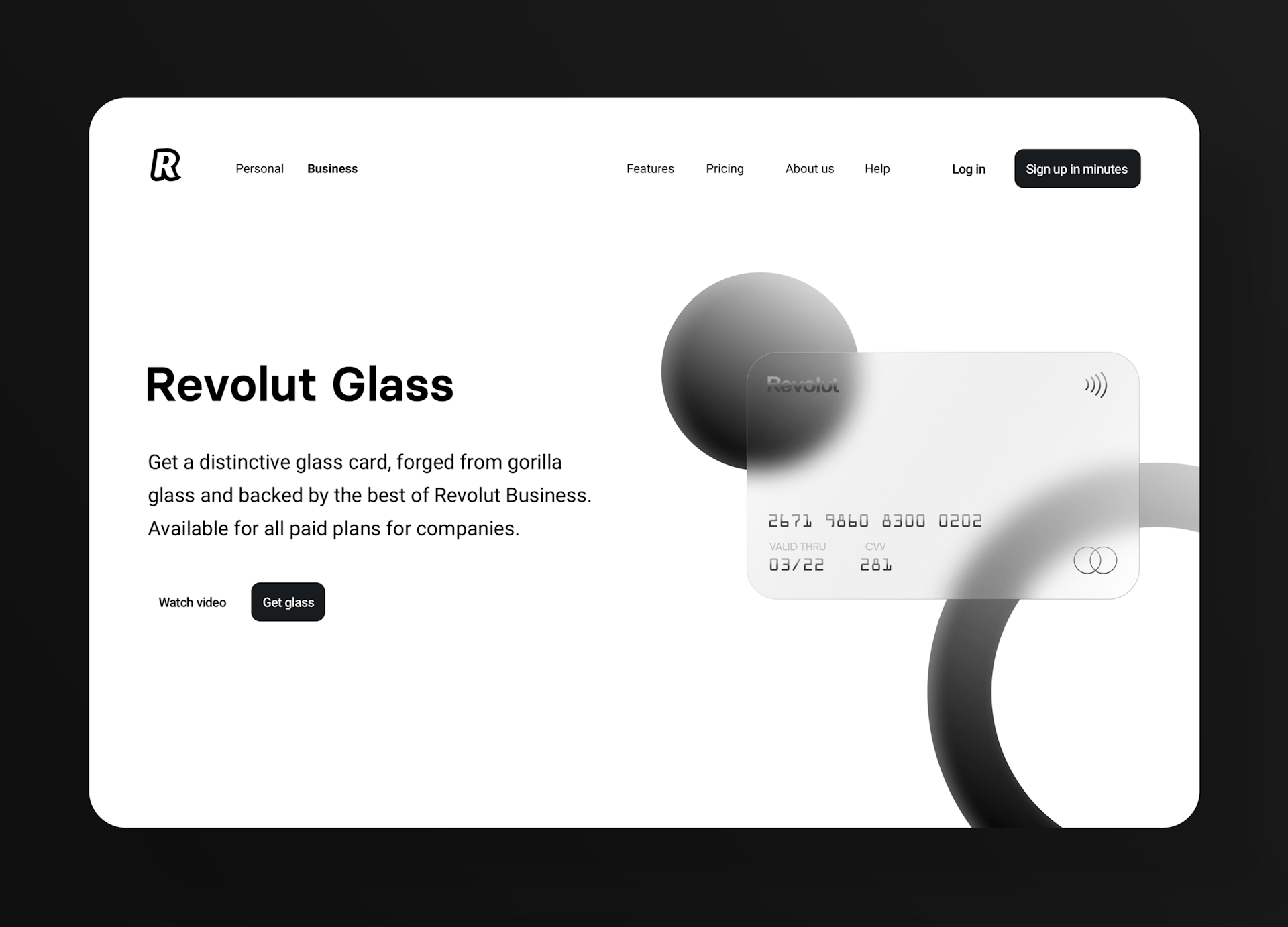 Image showing a mockup of Revolut Glass concept