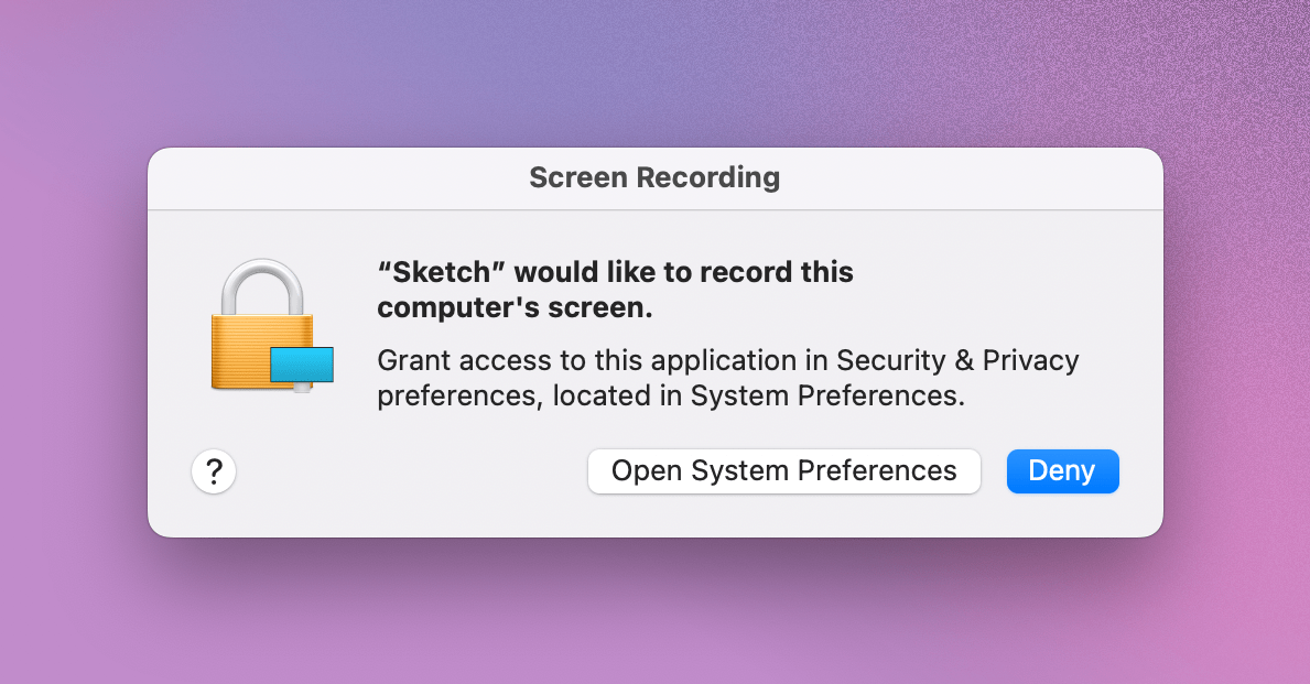 Picture of macOS asking for permission to record screen