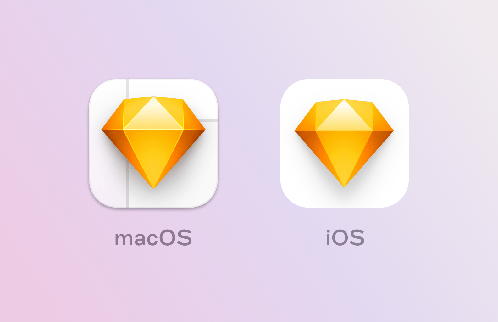 The Sketch Mac and iOS app icons, side by side