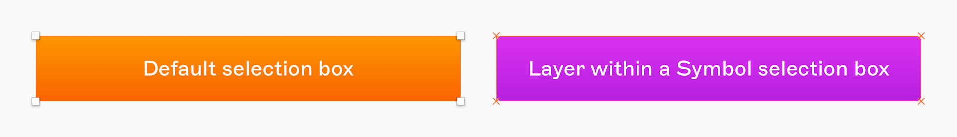 Image showing the two types of selection boxes that appear in the Mac app