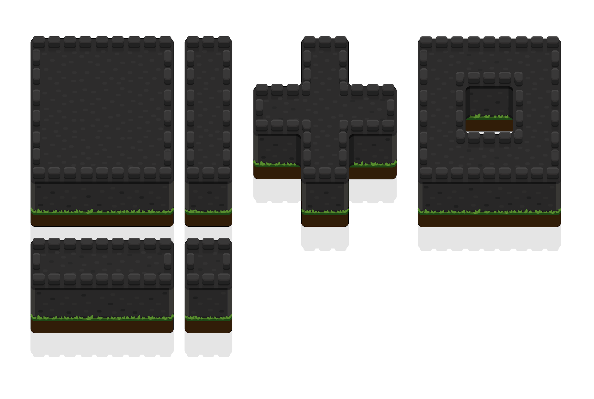 A screenshot showing how different wall blocks fit together to create patterns in the game