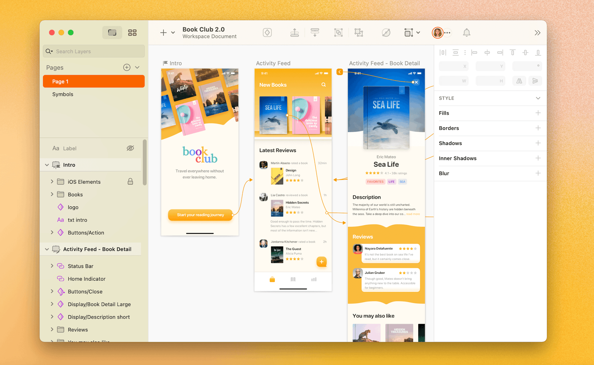 An image of a travel app prototype showing functionality in Sketch.