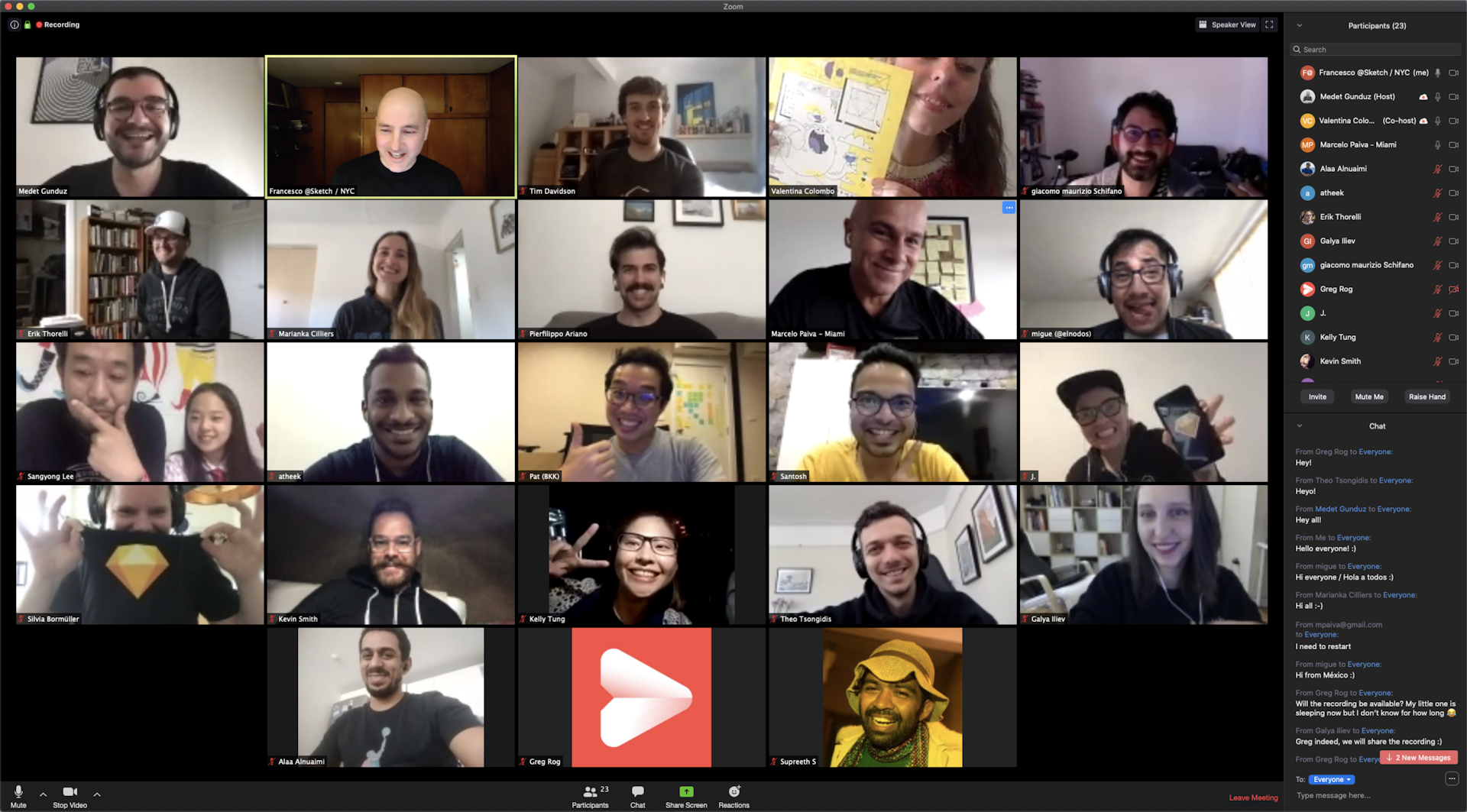 Another screenshot taken from a Zoom call showing lots of users taking part in a meetup.